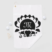Monogramm der schwarzen Clam-Silhouette Golfhandtuch (Insitu)
