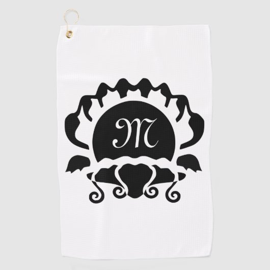 Monogramm der schwarzen Clam-Silhouette Golfhandtuch (Vorderseite)