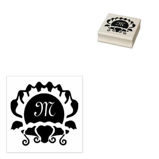 Monogramm der schwarzen Clam-Silhouette Gummistempel (Stempel)