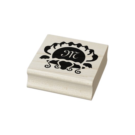 Monogramm der schwarzen Clam-Silhouette Gummistempel (Stempel)