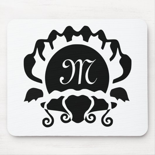 Monogramm der schwarzen Clam-Silhouette Mousepad (Vorne)