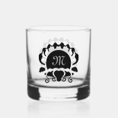 Monogramm der schwarzen Clam-Silhouette Whiskyglas (Vorderseite)