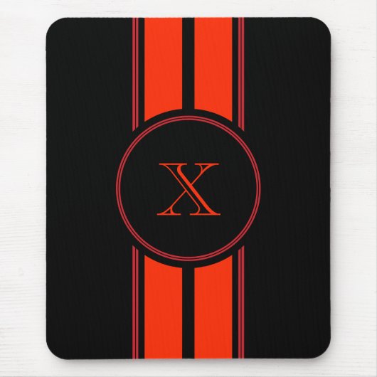 Monogramm der schwarzen roten Streifen Mousepad (Vorne)