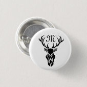 Monogramm der schwarzen Stag-Silhouette Button (Vorne & Hinten)