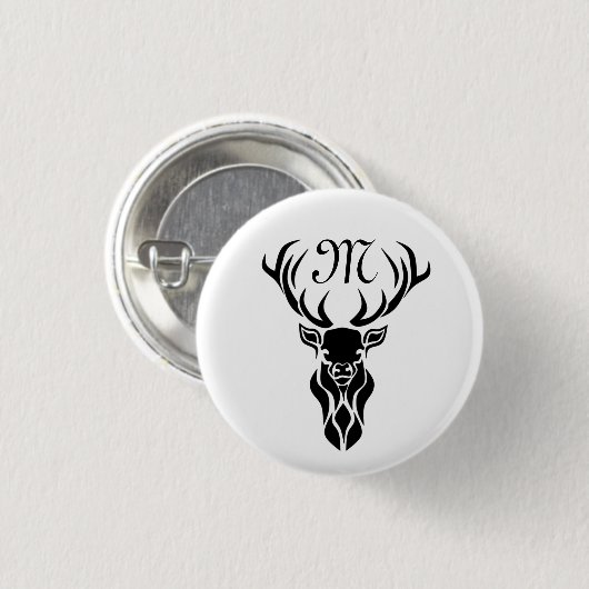 Monogramm der schwarzen Stag-Silhouette Button (Vorne & Hinten)