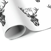 Monogramm der schwarzen Stag-Silhouette Geschenkpapier (Rolleneckpunkt)