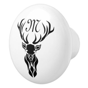 Monogramm der schwarzen Stag-Silhouette Keramikknauf