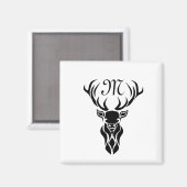 Monogramm der schwarzen Stag-Silhouette Magnet (Vorderseite/Rückseite)