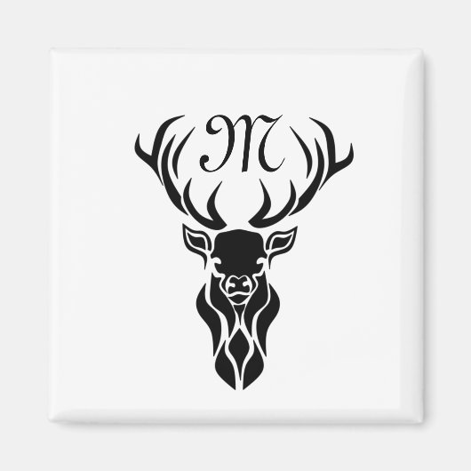 Monogramm der schwarzen Stag-Silhouette Magnet (Vorne)