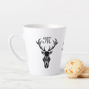 Monogramm der schwarzen Stag-Silhouette Milchtasse