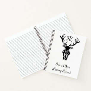 Monogramm der schwarzen Stag-Silhouette Notizblock
