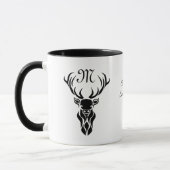 Monogramm der schwarzen Stag-Silhouette Tasse (Links)