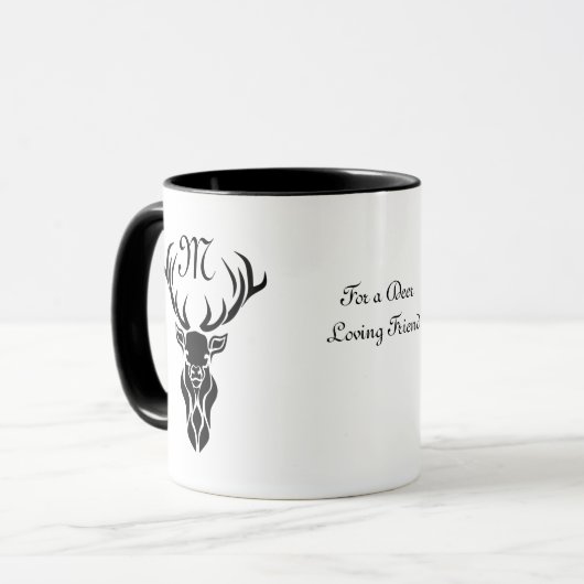 Monogramm der schwarzen Stag-Silhouette Tasse (Vorderseite Links)