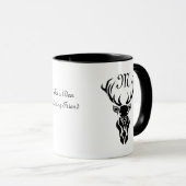 Monogramm der schwarzen Stag-Silhouette Tasse (VorderseiteRechts)