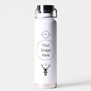 Monogramm der schwarzen Stag-Silhouette Trinkflasche