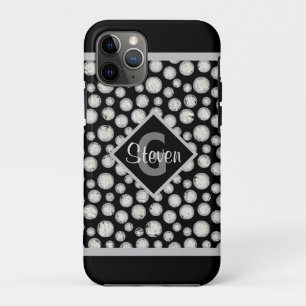 Monogramm der schwarzen und grauen Polka-Dots Case-Mate iPhone Hülle