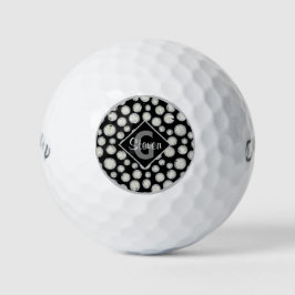 Monogramm der schwarzen und grauen Polka-Dots Golfball