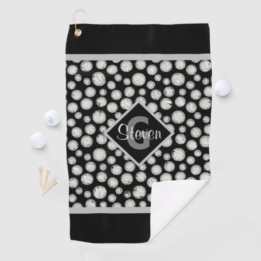 Monogramm der schwarzen und grauen Polka-Dots Golfhandtuch (Insitu)