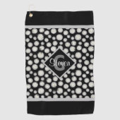 Monogramm der schwarzen und grauen Polka-Dots Golfhandtuch (Vorderseite)