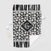 Monogramm der schwarzen und grauen Polka-Punkte ge Golfhandtuch (Insitu)