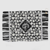 Monogramm der schwarzen und grauen Polka-Punkte ge Golfhandtuch (Horizontal)
