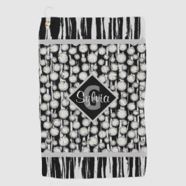 Monogramm der schwarzen und grauen Polka-Punkte ge Golfhandtuch