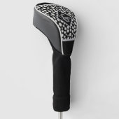 Monogramm der schwarzen und grauen Polka-Punkte Golf Headcover (angewinkelt)