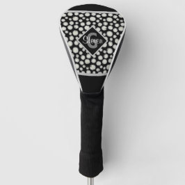 Monogramm der schwarzen und grauen Polka-Punkte Golf Headcover