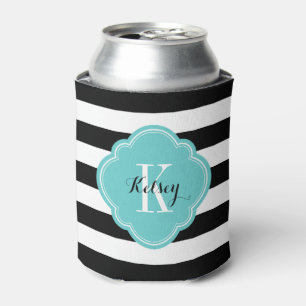 Monogramm der schwarzen und türkisfarbenen Preppy- Dosenkühler