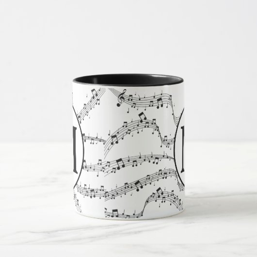 Monogramm der Schwarzweiß-Musiknote Tasse (Zentrum)