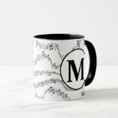 Monogramm der Schwarzweiß-Musiknote Tasse (VorderseiteRechts)