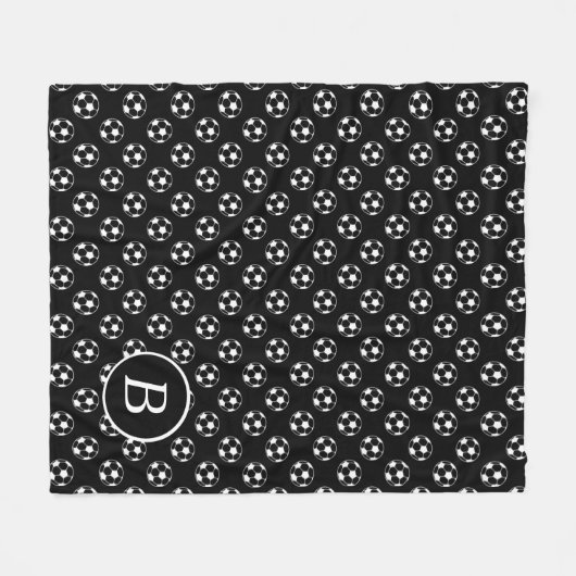 Monogramm der Schwarzweißball-Balls Fleecedecke (Vorderseite (Horizontal))
