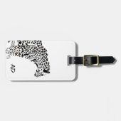 Monogramm der Schwarzweißjaguar-Illustration Gepäckanhänger (Vorderseite horizontal)