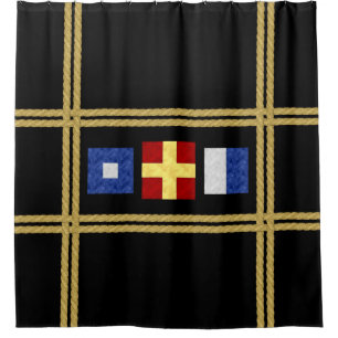 Monogramm der Seesignalflagge für Wasserfarben Duschvorhang