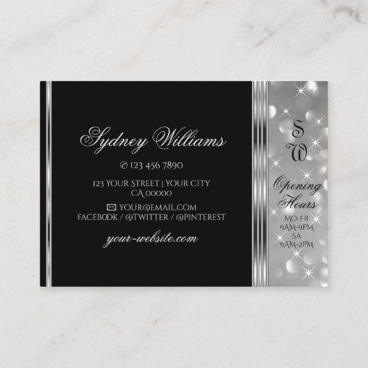 Monogramm der Sparkle Stars aus Luxus-Schwarzsilbe Visitenkarte (Rückseite)