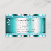 Monogramm der Sparkle-Stars des Aquamarinen Glitze Visitenkarte (Rückseite)