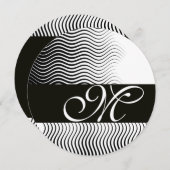 MONOGRAMM DER STILWELLEN, Schwarz-weiß Einladung (Vorne/Hinten)