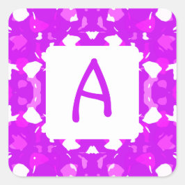 Monogramm der symmetrischen Markierungen in Rosa u Quadratischer Aufkleber