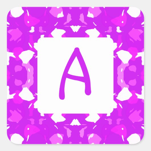 Monogramm der symmetrischen Markierungen in Rosa u Quadratischer Aufkleber (Vorderseite)