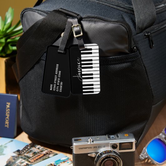 Monogramm der Tastatur für Schwarz und Weiß Gepäckanhänger (Vorderseite & Rückseite)