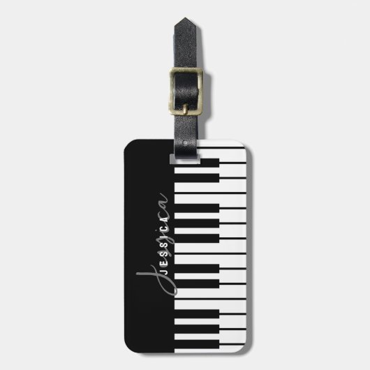 Monogramm der Tastatur für Schwarz und Weiß Gepäckanhänger (Vorderseite vertikal)