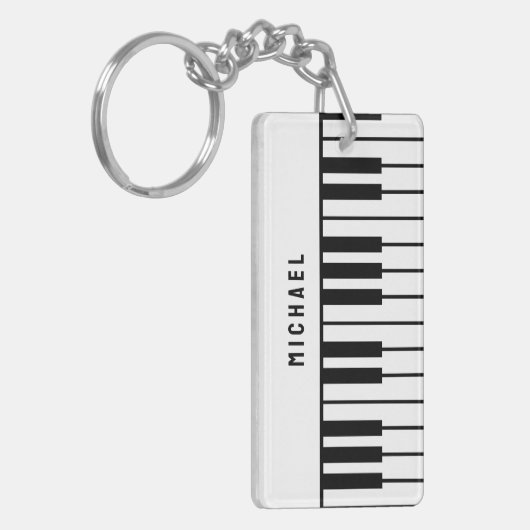 Monogramm der Tastatur für Schwarz und Weiß Schlüsselanhänger (Vorderseite links)