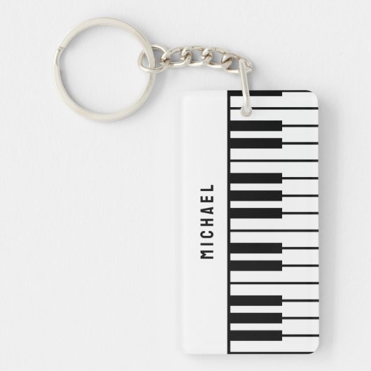Monogramm der Tastatur für Schwarz und Weiß Schlüsselanhänger (Vorderseite)