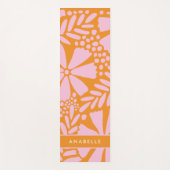 Monogramm der tropischen Blume Rosa und Orange Yogamatte (Vorderseite)