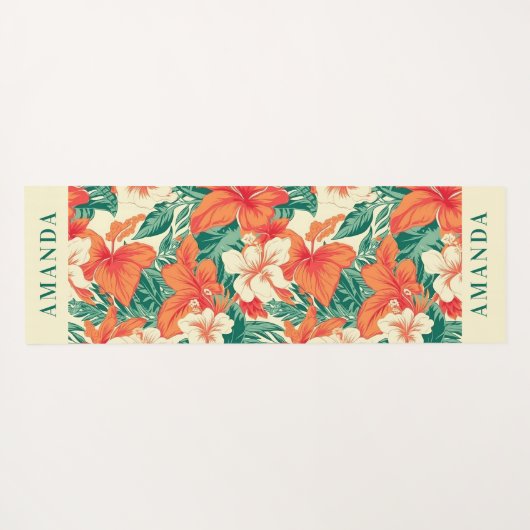 Monogramm der tropischen hawaiianischen Blume Yogamatte (Rückseite (Horizontal))