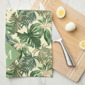Monogramm der tropischen Palm-Blätter Geschirrtuch (Viertel Falte)