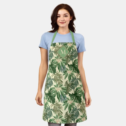 Monogramm der tropischen Palm-Blätter Schürze (Getragen)