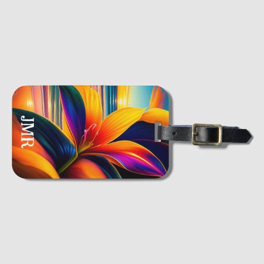 Monogramm der tropischen Paradise-Blume Gepäckanhänger (Vorderseite (Horizontal))