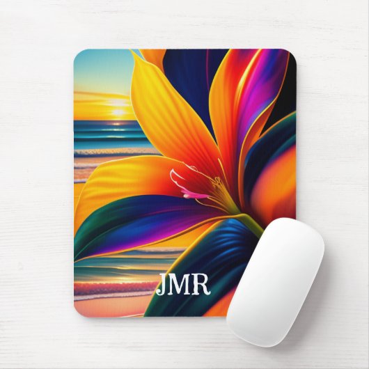 Monogramm der tropischen Paradise-Blume Mousepad (Mit Mouse)