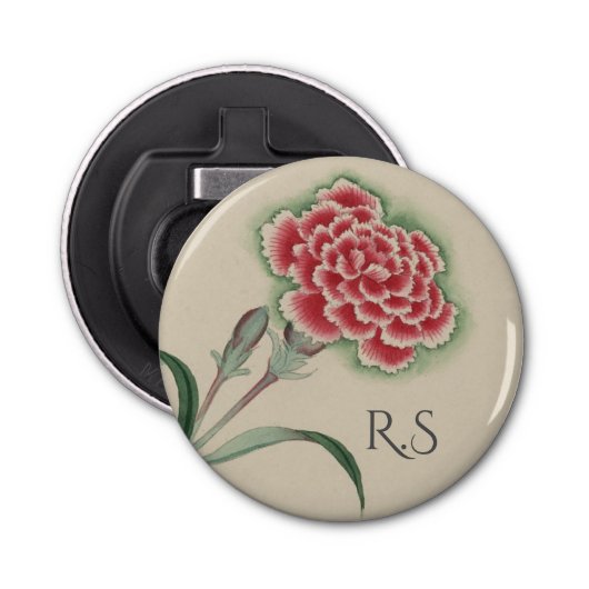 Monogramm der Vintagen Aquarellfarben-Blume Flaschenöffner (Vorderseite)